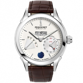 Montre Pequignet Rue Royale GMT Automatique Cadran Blanc - 9010933-AM 