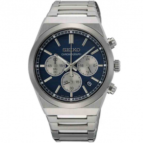 Montre Seiko 1970 Chronographe Quartz cadran Bleu 40 mm - SSB453P1