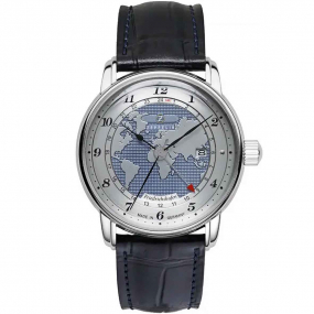 Montre Zeppelin Friedrichshafen Auto GMT Automatique Cadran Bleu - 8596-3