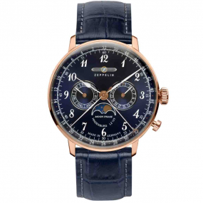 Montre Zeppelin LZ 129 Hindenburg Moonphase Quartz Cadran Bleu - 70383