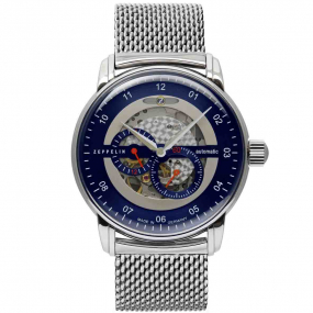 Montre Zeppelin New Captain Skeleton Automatique Cadran Bleu et transparent - 8664M3