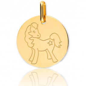 Pendentif Cheval Or Jaune - 16 mm -Marea - XM1032