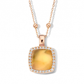 Pendentif citrine sur nacre et diamants One More  - Pantelleria - 062373JN
