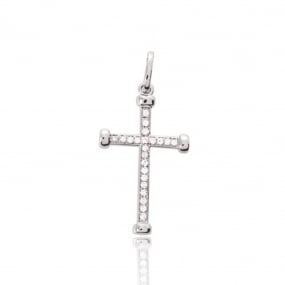 Pendentif Croix en or et diamant  Or Blanc 0.09 ct Jasmine - 3.382.31