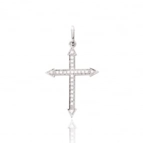 Pendentif Croix en or et diamant  Or Blanc 0.09 ct Laurianne - 3.370.31