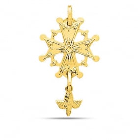 Pendentif croix huguenote en or jaune Or Jaune Mlanie