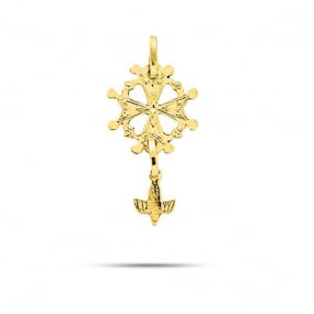 Pendentif croix huguenote en or jaune Or Jaune Vanessa