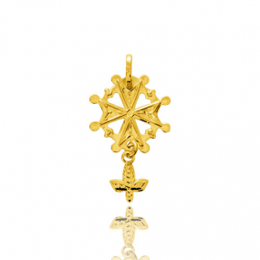 Pendentif Croix Huguenote Or Jaune Chrystel