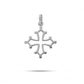 Pendentif croix occitane en or blanc Or Blanc Hlose