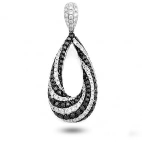 Pendentif diamants blancs et noirs  forme poire  Or Blanc 1.75 ct Elisa - 33.08082.003