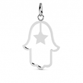 Pendentif Main de Fatma en Or Blanc - Exquise -XPB825G