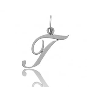 Pendentif or Blanc Initiale T Silvia