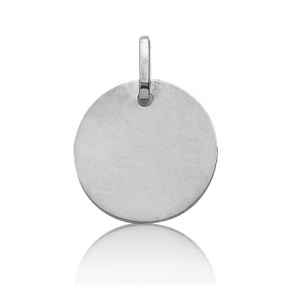 Pendentif or blanc rond Or Blanc -  -Caresse - V5G