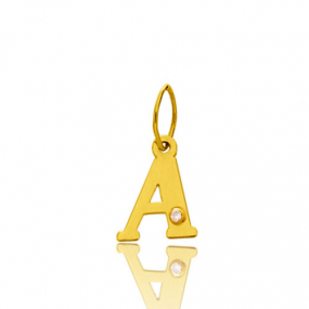 Pendentif or Jaune et diamant 0,01ct Initiale A Alize