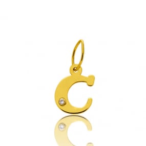 Pendentif or Jaune et diamant 0,01ct Initiale C Forever