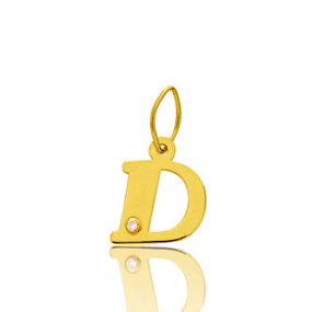 Pendentif or Jaune et diamant 0,01ct Initiale D Eugnie