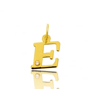 Pendentif or Jaune et diamant 0,01ct Initiale E Usha