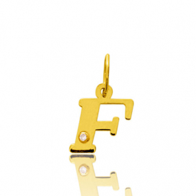 Pendentif or Jaune et diamant 0,01ct Initiale F Edora