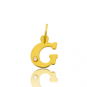 Pendentif or Jaune et diamant 0,01ct Initiale G Tiana