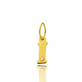 Pendentif or Jaune et diamant 0,01ct Initiale I Mylne