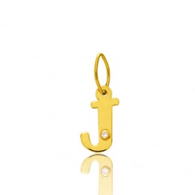 Pendentif or Jaune et diamant 0,01ct Initiale J Florence