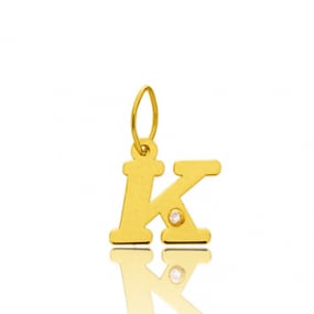 Pendentif or Jaune et diamant 0,01ct Initiale K Cur