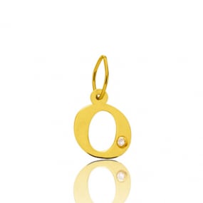 Pendentif or Jaune et diamant 0,01ct Initiale O Sabrina