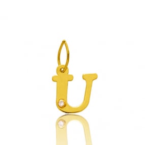 Pendentif or Jaune et diamant 0,01ct Initiale U Lyra