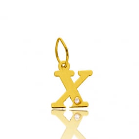 Pendentif or Jaune et diamant 0,01ct Initiale X Floralie