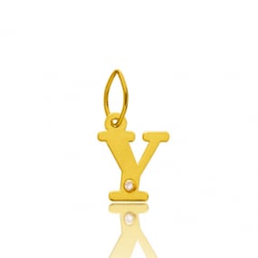 Pendentif or Jaune et diamant 0,01ct Initiale Y Hlia