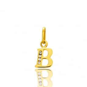 Pendentif or Jaune et Oxyde de Zirconium Initiale B Lucia