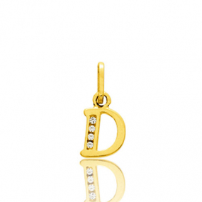 Pendentif or Jaune et Oxyde de Zirconium Initiale D Loane