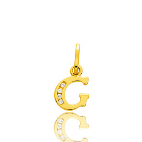 Pendentif or Jaune et Oxyde de Zirconium Initiale G Serena