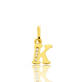 Pendentif or Jaune et Oxyde de Zirconium Initiale K Narah