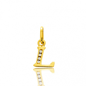 Pendentif or Jaune et Oxyde de Zirconium Initiale L Koralie