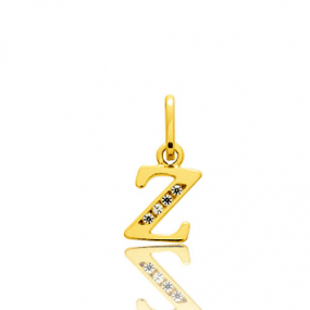 Pendentif or Jaune et Oxyde de Zirconium Initiale Z Maya