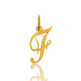 Pendentif or jaune Initiale F Adrielle