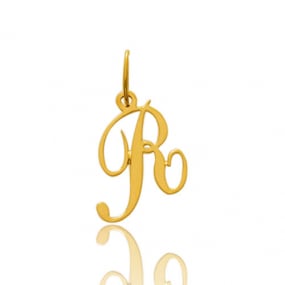 Pendentif or Jaune Initiale R Myra