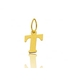 Pendentif or Jaune Initiale T Hlne