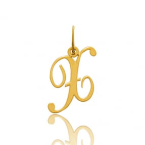 Pendentif or Jaune Initiale X Hlna