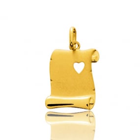 Pendentif or jaune parchemin avec cur  Or Jaune -  -Adrienne - 2916.5