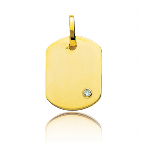 Pendentif or jaune rectangulaire et diamant Or Jaune -  -Violette - T3B