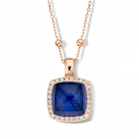 Pendentif Pantelleria cristal de roche sur sodalite et diamants One More  - Pantelleria - 062373NS
