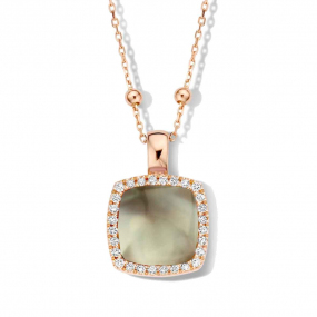 Pendentif Pantelleria prasiolite sur nacre  et diamants One More  - Pantelleria - 062373YN
