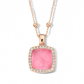 Pendentif quartz et rhodochrosite sur nacre et diamants One More  - Pantelleria - 062373X1
