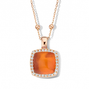 Pendentif quartz sur agate orange et diamantss One More  - Pantelleria - 062373H1
