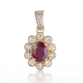 Pendentif rubis diamant Romantique - PE4457-R