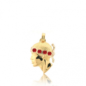 Pendentif tte de Maure rubis Or Jaune Cla - PT12R
