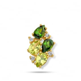 Pendentif Tourmaline Verte - Peridot Or Jaune Crystelle - 067211DA