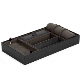 Plateau Rangement Wolf 1834 - Blake Valet Tray With Cuff - Noir/Gris - 306402